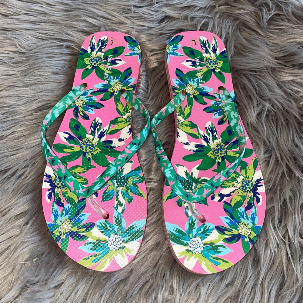 EUC Vera Bradley Flip Flop Tropical Paradise Size Large 9 to 10 - Picture 2 of 7